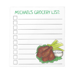 Bloc De Notas Personalized Buffalo Chicken Wings Grocery List