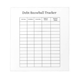 Bloc De Notas Personalized Debt Snowball Tracker Notepad