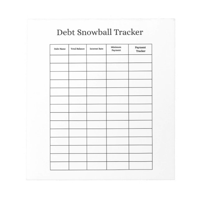 Bloc De Notas Personalized Debt Snowball Tracker Notepad (Frente)