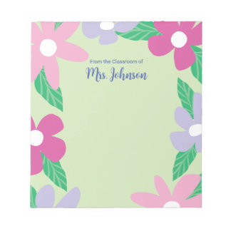 Bloc De Notas Personalized Floral Teacher