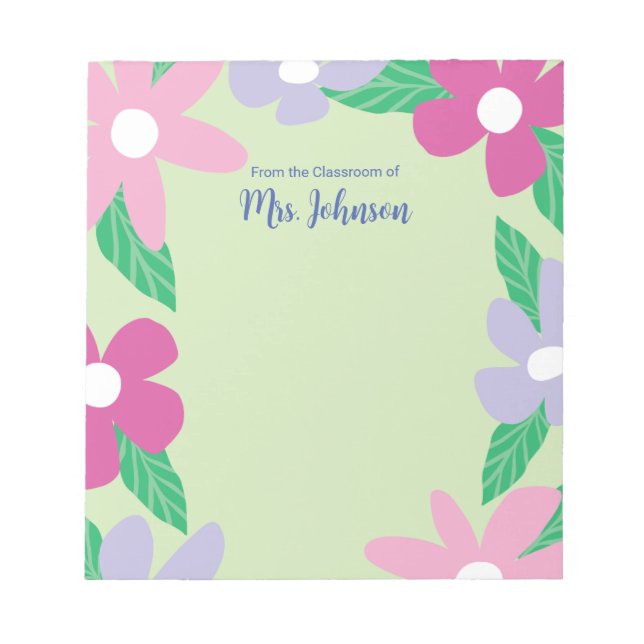 Bloc De Notas Personalized Floral Teacher (Frente)