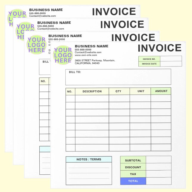 Bloc De Notas Personalized Invoice Order Form & Business Logo (Branded order form pads)