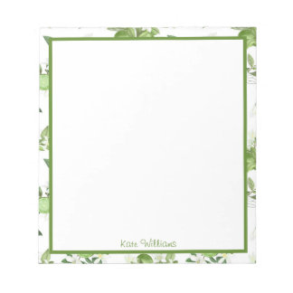 Bloc De Notas Personalized Lime Floral Notepad