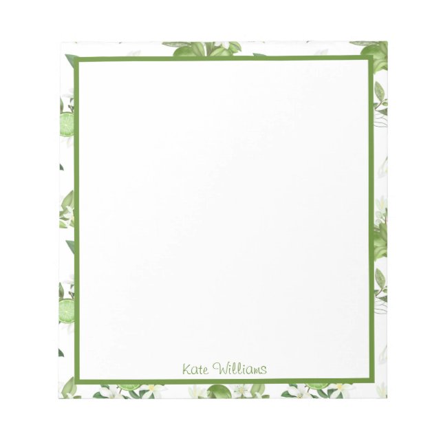 Bloc De Notas Personalized Lime Floral Notepad (Frente)