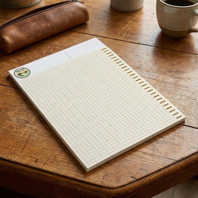 Bloc De Notas Personalized Logo, Brown Engineering Graph Paper (Engineering Computation Pad with logo, classic green grid graph paper)