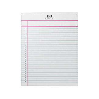 Bloc De Notas Personalized Name Monogram Numbered List Notepad