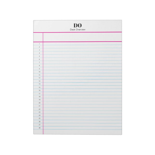 Bloc De Notas Personalized Name Monogram Numbered List Notepad (Lado Izquierdo)