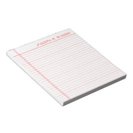 Bloc De Notas Personalized Name Red Notebook Paper