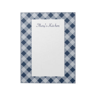Bloc De Notas Personalized Navy Gingham Notepad