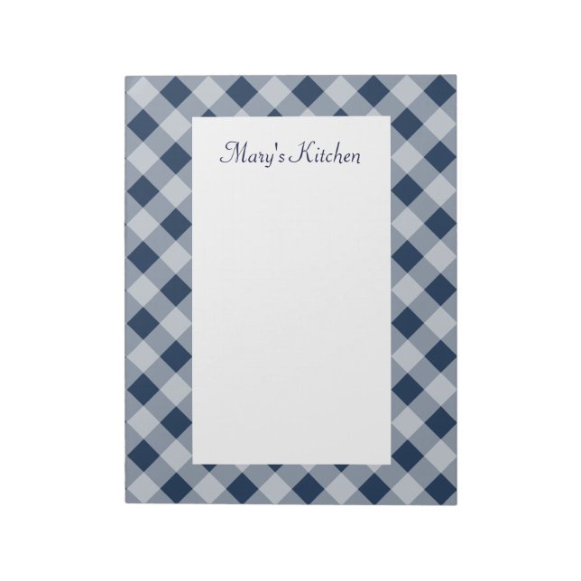 Bloc De Notas Personalized Navy Gingham Notepad (Lado Izquierdo)