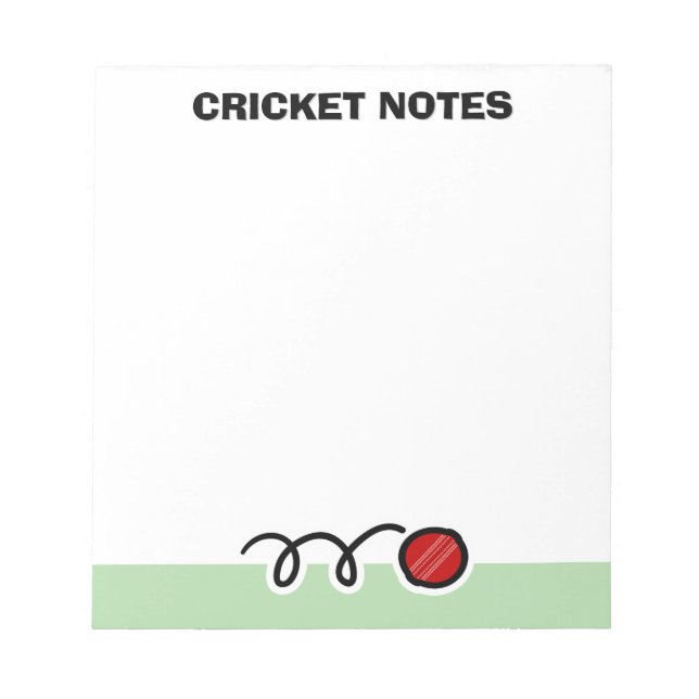 Bloc De Notas Personalized notepad with red cricket ball design (Frente)