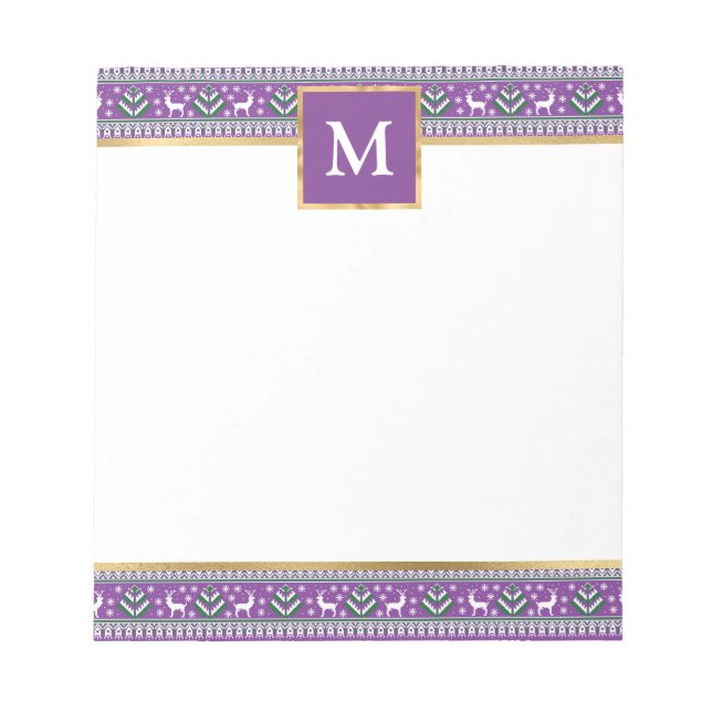Bloc De Notas Personalized Purple Christmas Fair Isle (Frente)