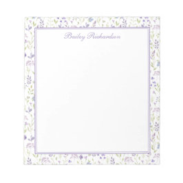 Bloc De Notas Personalized Purple Floral Notepad