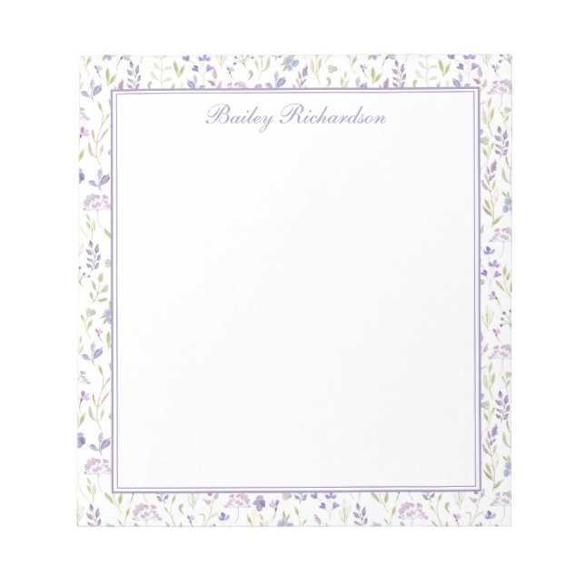 Bloc De Notas Personalized Purple Floral Notepad (Frente)