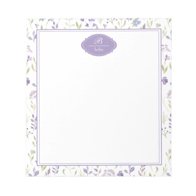 Bloc De Notas Personalized Purple Wildflower Floral (Frente)