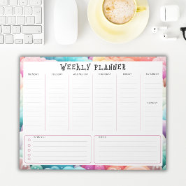Bloc De Notas Personalized Rainbow Cloud Border, Weekly Planner