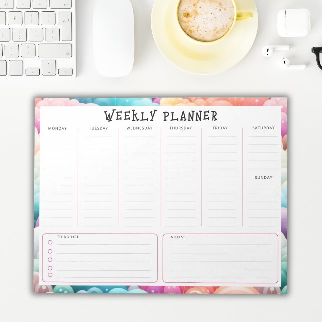 Bloc De Notas Personalized Rainbow Cloud Border, Weekly Planner (Subido por el creador)