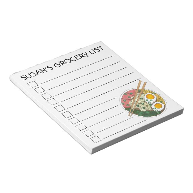 Bloc De Notas Personalized Ramen Noodles Grocery List Checklist (Lado Derecho)