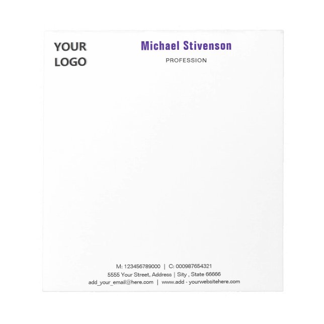 Bloc De Notas Personalized Stationery Branded Business Notepad (Frente)