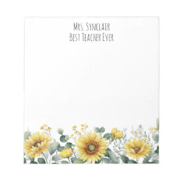 Bloc De Notas Personalized Sunflower Flower Teacher Appreciation