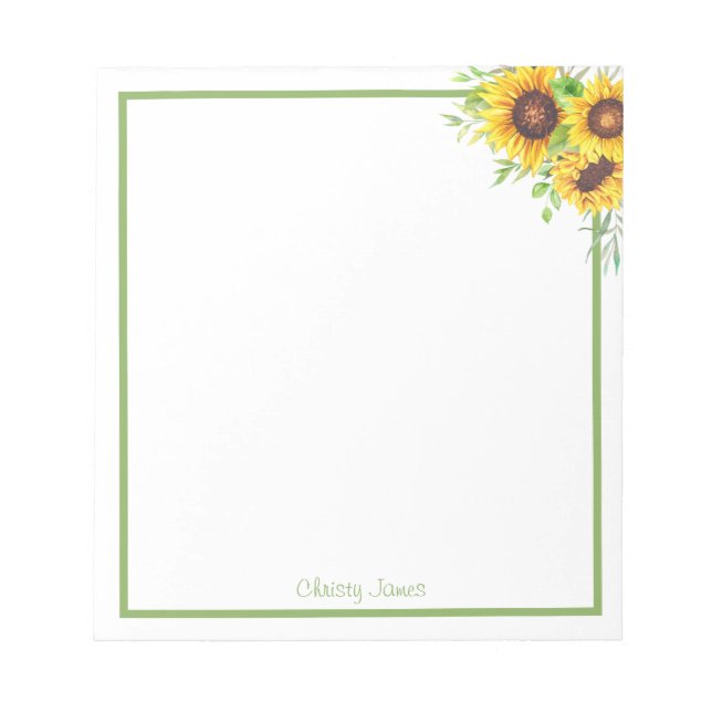 Bloc De Notas Personalized Sunflower Notepad (Frente)