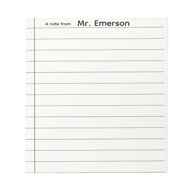 Bloc De Notas Personalized Teacher Lined Paper Notepad (Frente)