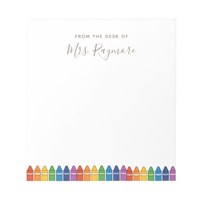 Bloc De Notas Personalized Teacher Notepad – Rainbow Crayon Appr (Frente)