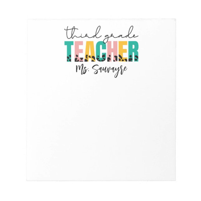 Bloc De Notas Personalized Third Grade Teacher – Custom Teacher (Frente)