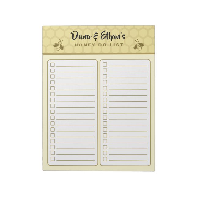 Bloc De Notas Personalized Two Column Honey Do List Notepad (Lado Izquierdo)