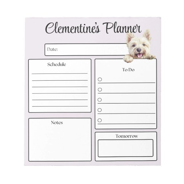 Bloc De Notas Personalized Westie Daily Planner (Frente)