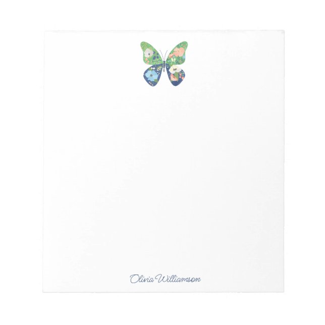 Bloc De Notas Personalized Whimsical Butterfly Floral Writing (Frente)