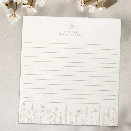 Bloc De Notas Personalized Wildflower Taupe Desk Notepad