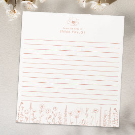 Bloc De Notas Personalized Wildflower Terracotta Desk Notepad