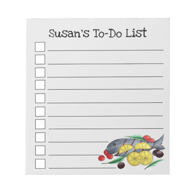 Bloc De Notas Pescado fresco a la parrilla Mariscos Mediterráneo (Frente)