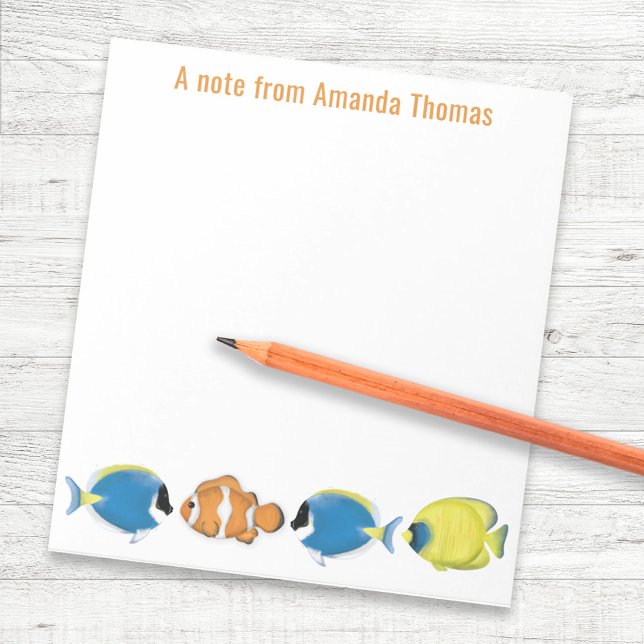Bloc De Notas Pescado tropical acuático personalizado (Tropical Fish personalized notepad)