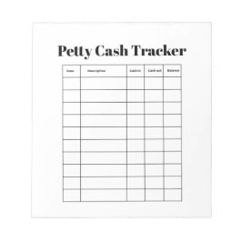 Bloc De Notas Petty Cash Tracker Notepad
