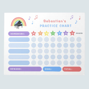 Bloc De Notas Piano Practice Music Notes Rainbow Reward Chart