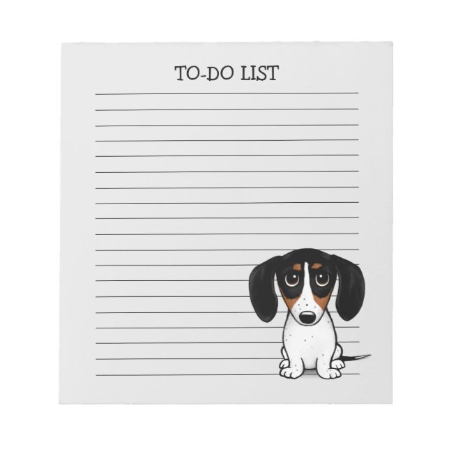 Bloc De Notas Piebald Dachshund Cute Cuppy Perro Llenado Notepad (Frente)