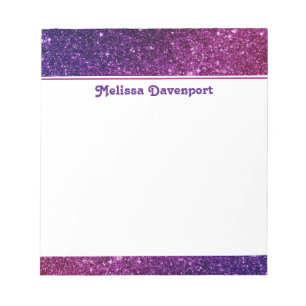 Bloc De Notas Piedras de Purpurina de chispas rosadas y púrpura