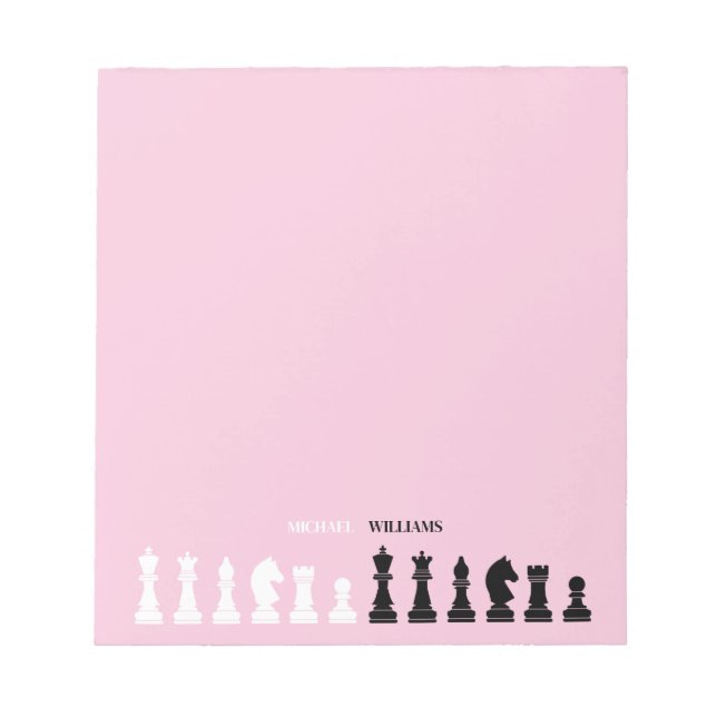 Bloc De Notas Pieza de ajedrez personalizada rosa (Frente)