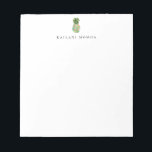Bloc De Notas Piña Floral Botánica<br><div class="desc">Elegante diseño del logo de la isla de acuarela de piña botánica,  personalizado con nombre,  bloc de notas blanco. Se pueden personalizar el estilo y el color del tipo de letra del texto.</div>
