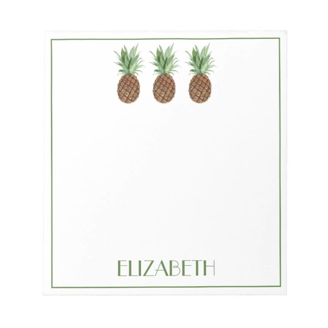 Bloc De Notas Piñas Tropicales Personalizadas Elegantes (Frente)