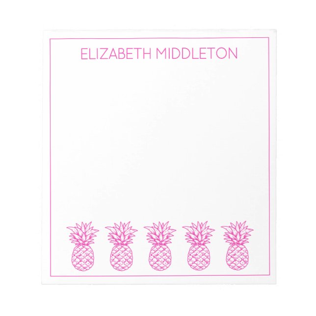 Bloc De Notas Piñas tropicales rosadas precoces personalizadas (Frente)