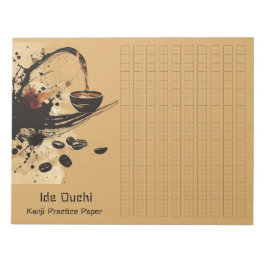 Bloc De Notas Pincel asiático Café Arte Kanji Documento de práct