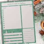 Bloc De Notas Pine Trees Daily Planner Apunta Comidas Para Hacer<br><div class="desc">Planner diario personalizado con pinos en verde y oro. El planificador tiene secciones para su lista de tareas,  notas,  comidas y citas o recordatorios. Este bloc de notas desgarrador está impreso en cada página para que dure 40 días - perfecto para la temporada de invierno y vacaciones.</div>