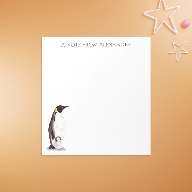 Bloc De Notas Pingüino emperador lindo con bebé personalizado (Subido por el creador)
