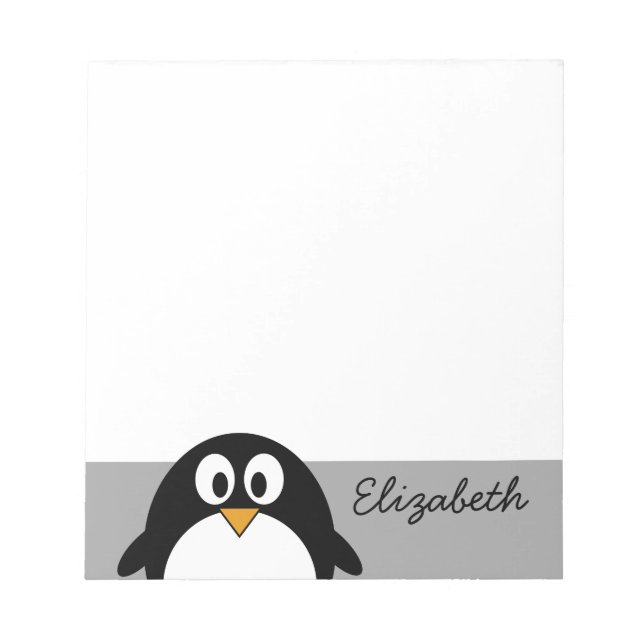 Bloc De Notas Pingüino personalizado con fondo gris (Frente)
