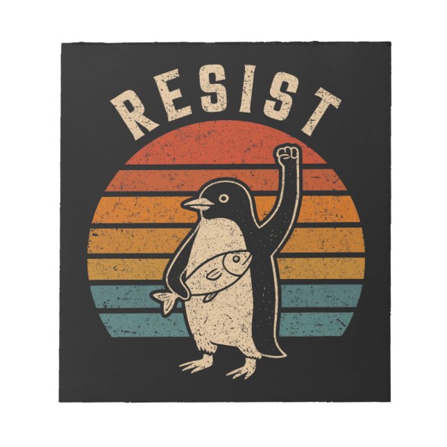 Bloc De Notas Pingüinos resistentes protestan contra aranceles (Frente)