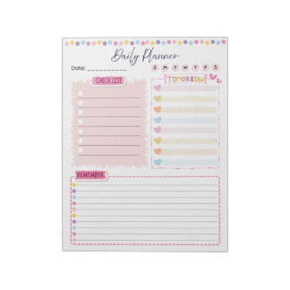 Bloc De Notas Pink Aesthetic Daily Planner Notepad