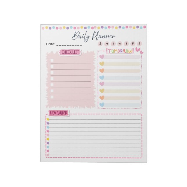 Bloc De Notas Pink Aesthetic Daily Planner Notepad (Lado Izquierdo)
